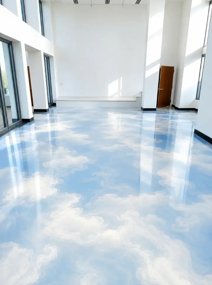 3D epoxy Ethereal Cloud Walkway Flooring