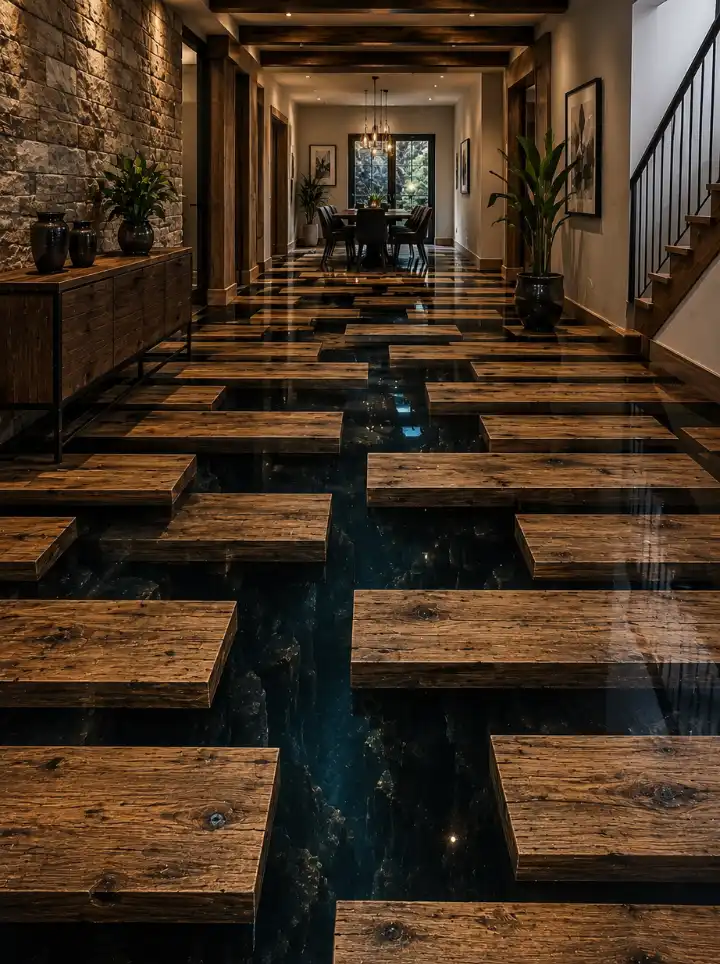 Floating Timber Planks