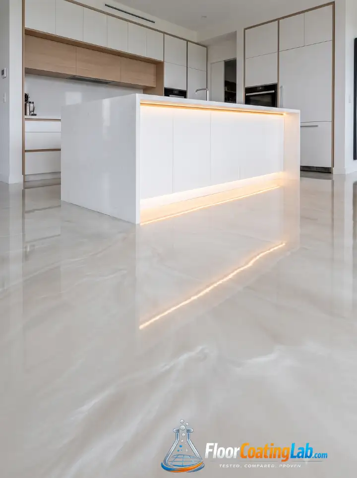 Soft Pearl Metallic Under the Kitchen Island