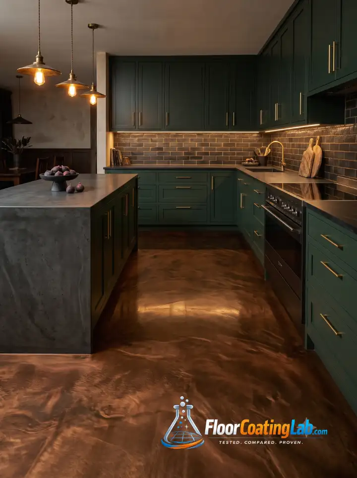 Copper-Infused Resin for Moody Kitchens
