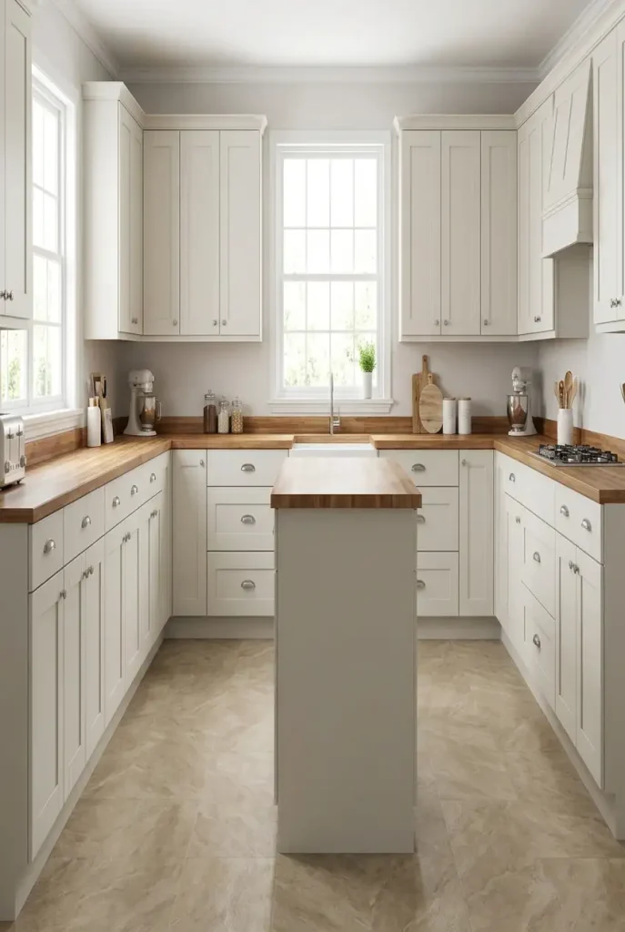 Affordable sheet vinyl flooring in a kitchen