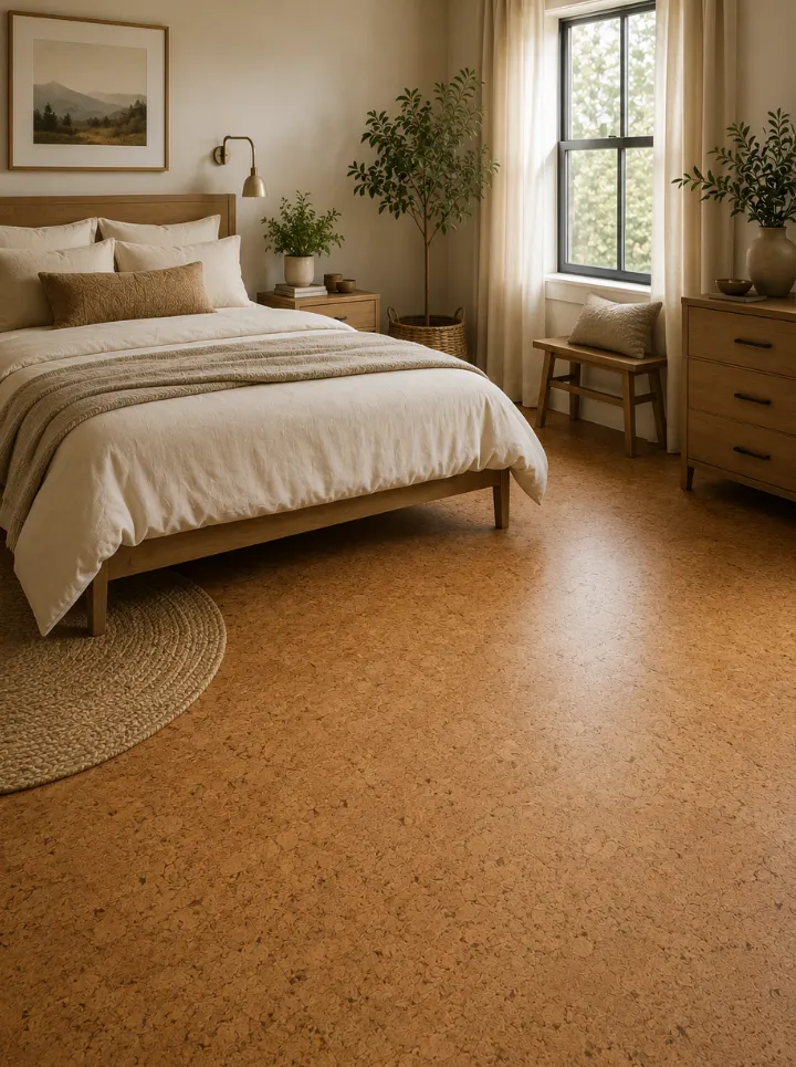 Cork Flooring for a Warm, Quiet Bedroom