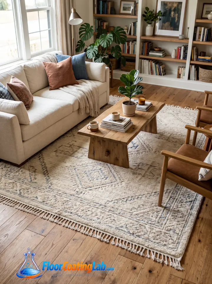 Hardwood Flooring With an Oversized Area Rug