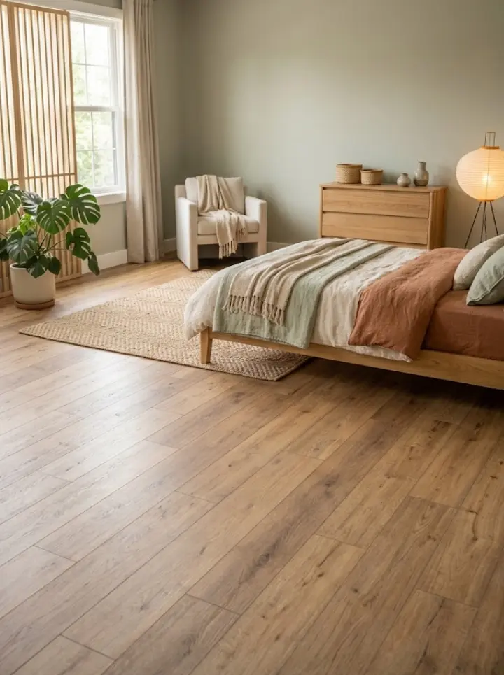Japandi-Inspired Natural Wood Flooring