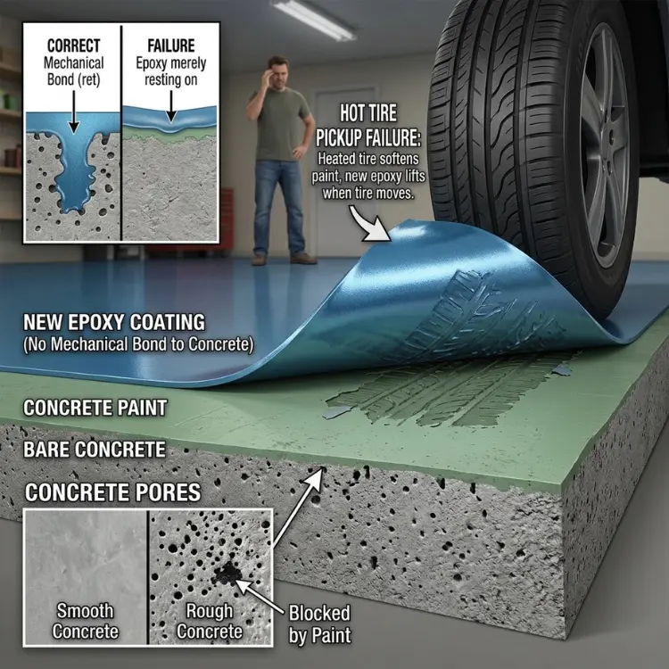 The Reality of Epoxy Floor Coating Over Painted Concrete
